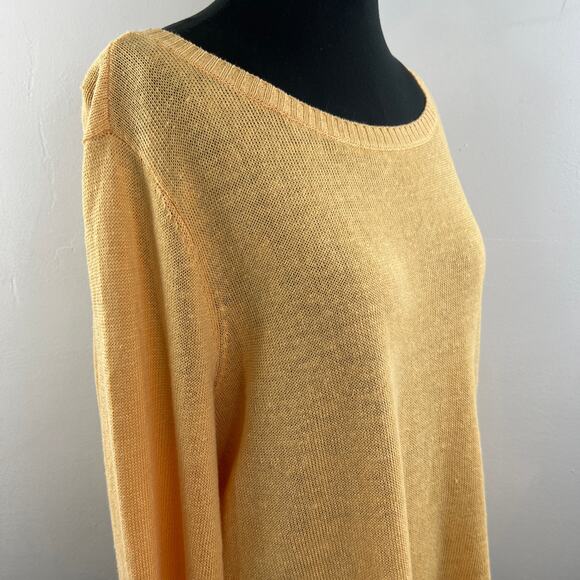 EILEEN FISHER Yellow Sweater Organic Linen Side Button Boat Neck Size X-Large XL - Picture 7 of 11